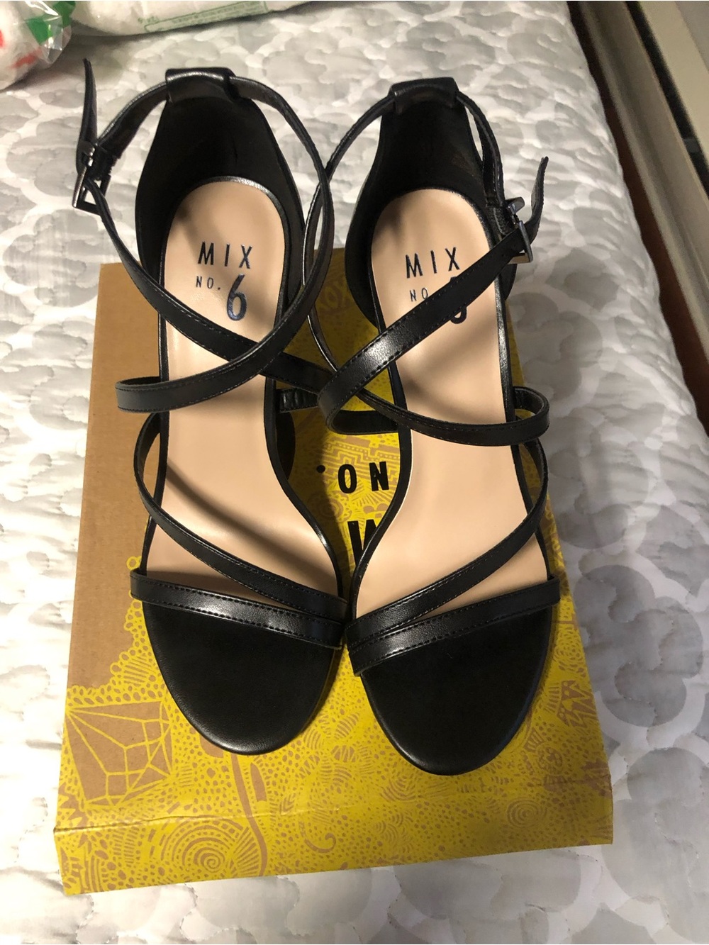 Mix No. 6 Black Strappy Ankle-Heel Sandals